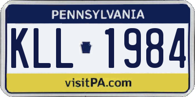 PA license plate KLL1984