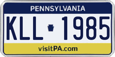 PA license plate KLL1985
