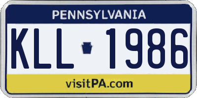 PA license plate KLL1986