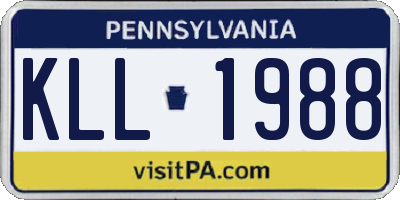 PA license plate KLL1988