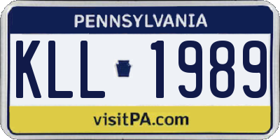 PA license plate KLL1989