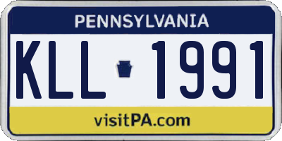PA license plate KLL1991