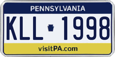 PA license plate KLL1998