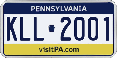 PA license plate KLL2001