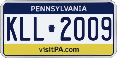 PA license plate KLL2009