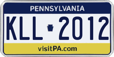 PA license plate KLL2012