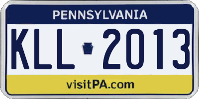 PA license plate KLL2013