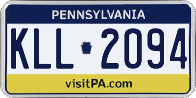 PA license plate KLL2094