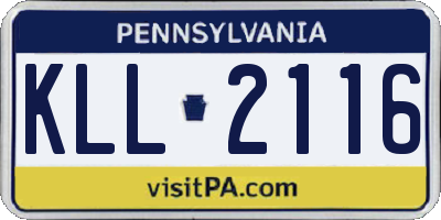PA license plate KLL2116