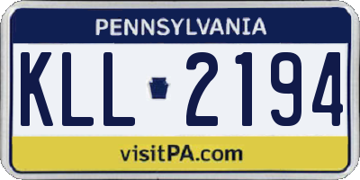 PA license plate KLL2194