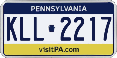 PA license plate KLL2217