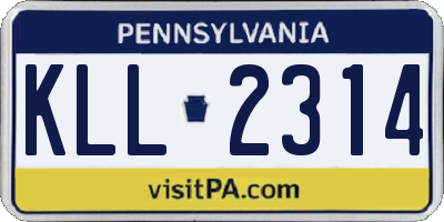 PA license plate KLL2314