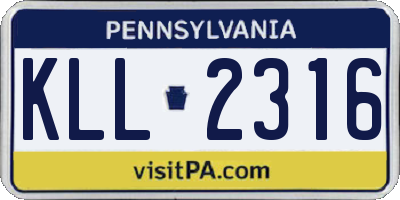 PA license plate KLL2316