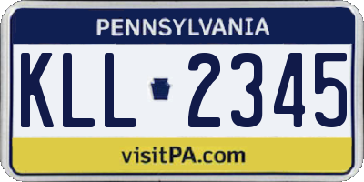 PA license plate KLL2345