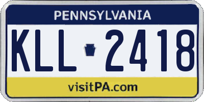 PA license plate KLL2418
