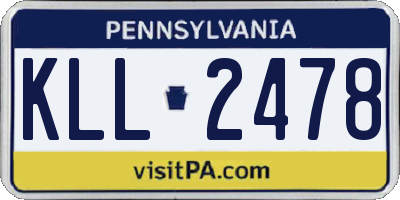 PA license plate KLL2478