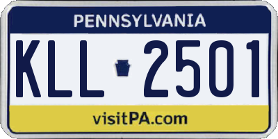 PA license plate KLL2501