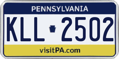 PA license plate KLL2502
