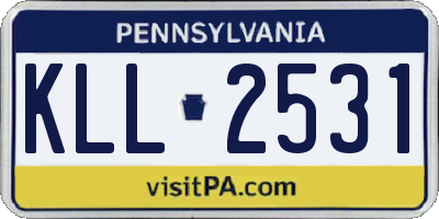 PA license plate KLL2531