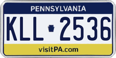 PA license plate KLL2536