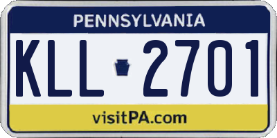 PA license plate KLL2701