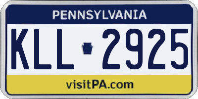 PA license plate KLL2925