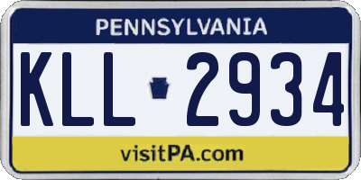 PA license plate KLL2934