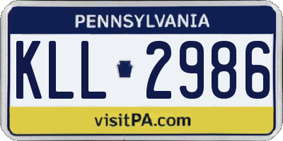 PA license plate KLL2986