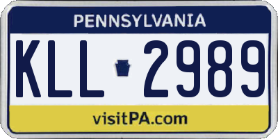 PA license plate KLL2989