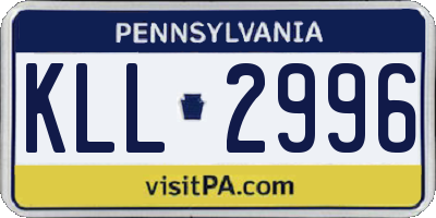 PA license plate KLL2996