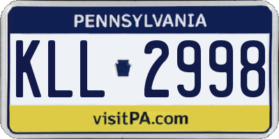 PA license plate KLL2998