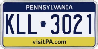 PA license plate KLL3021
