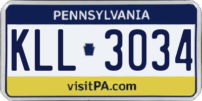 PA license plate KLL3034