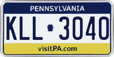 PA license plate KLL3040