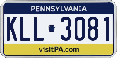 PA license plate KLL3081