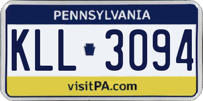PA license plate KLL3094