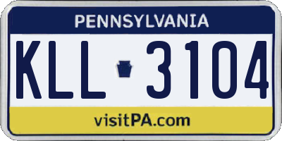 PA license plate KLL3104