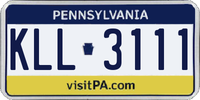PA license plate KLL3111