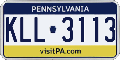 PA license plate KLL3113