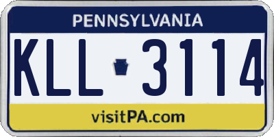 PA license plate KLL3114