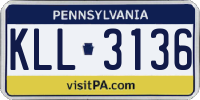 PA license plate KLL3136