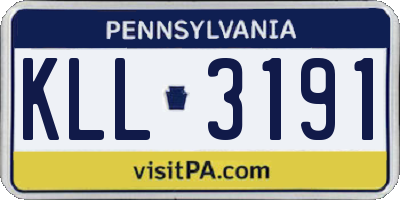 PA license plate KLL3191