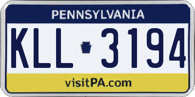 PA license plate KLL3194