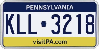 PA license plate KLL3218