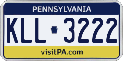 PA license plate KLL3222