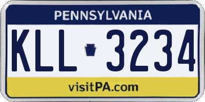 PA license plate KLL3234