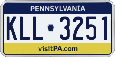 PA license plate KLL3251