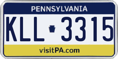 PA license plate KLL3315