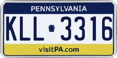 PA license plate KLL3316