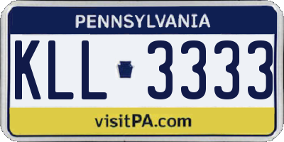 PA license plate KLL3333